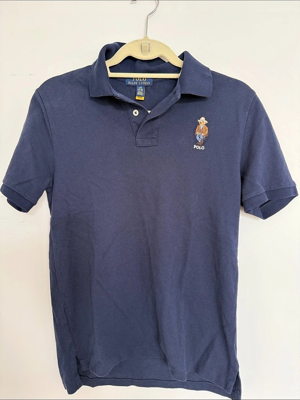 Polo Ralph Lauren Polo Bear Cotton Mesh Polo Shirt Blue Boys Large(14-16) NEW